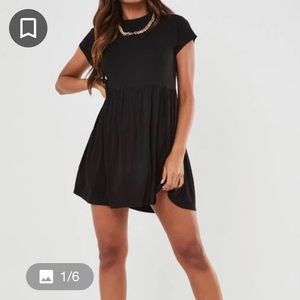 Missguided black short sleeve smock dress